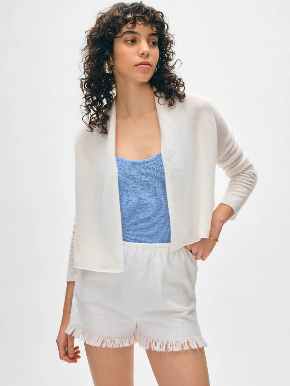 cashmere cropped trapeze cardigan