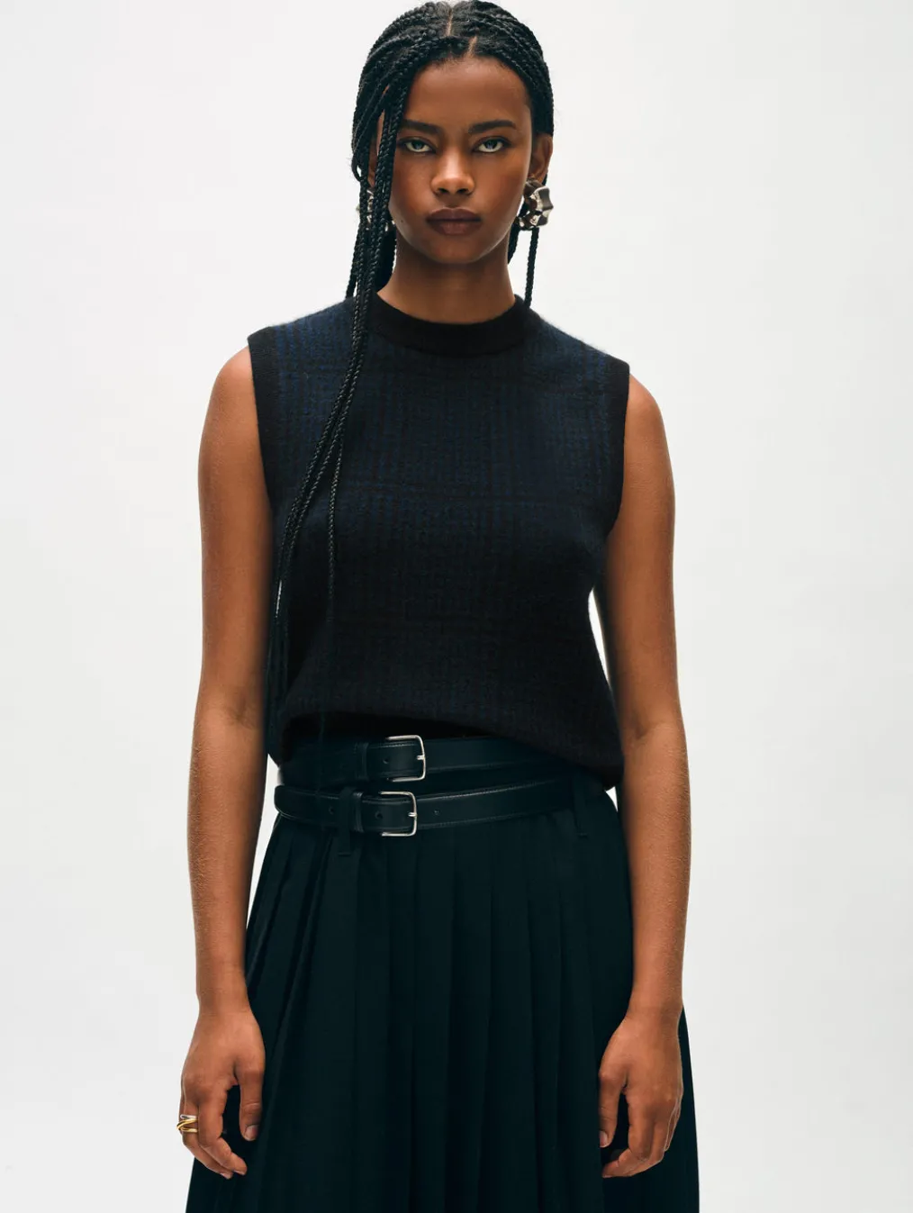 cashmere houndstooth shell
