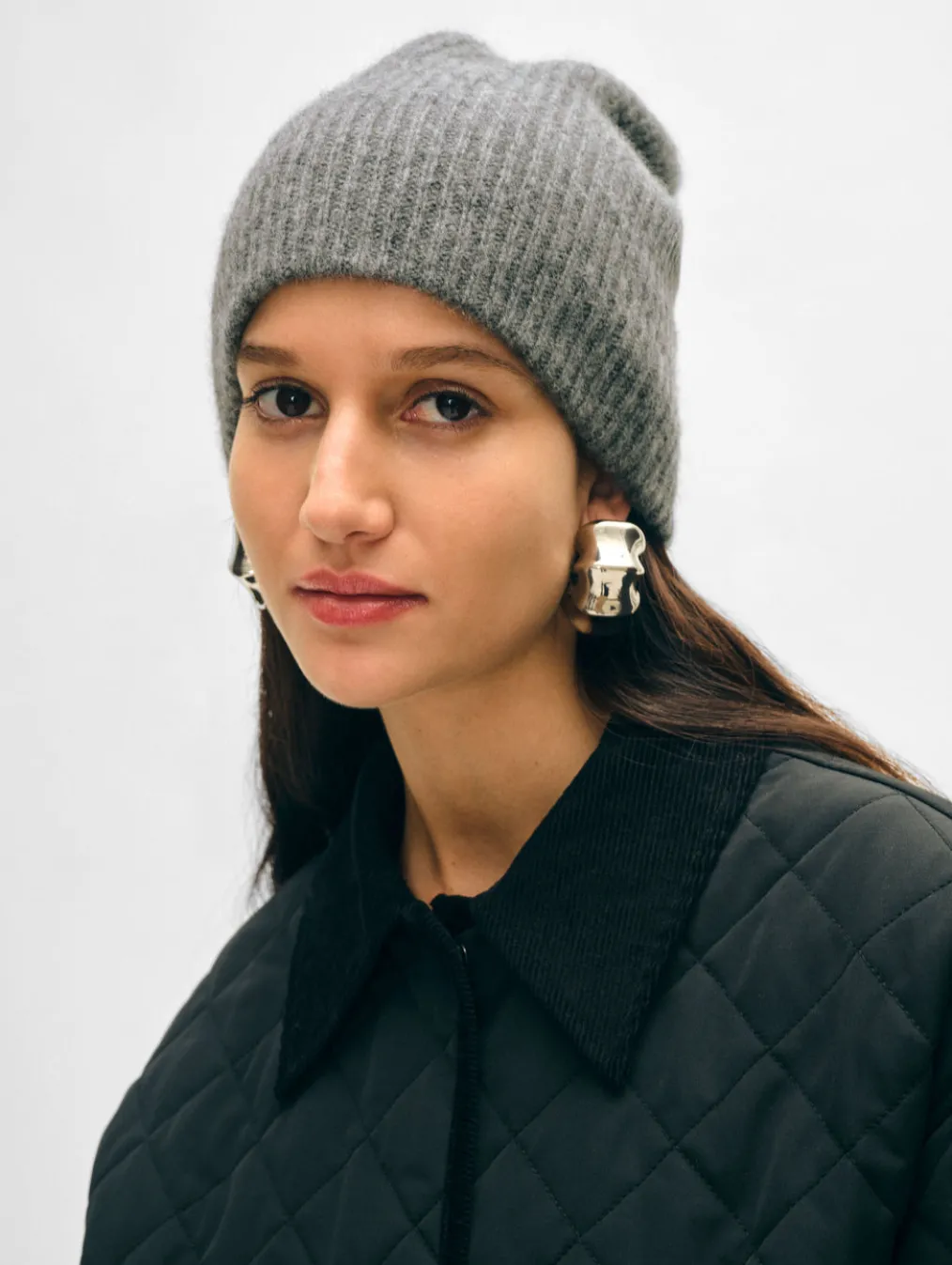 cashmere plush rib beanie