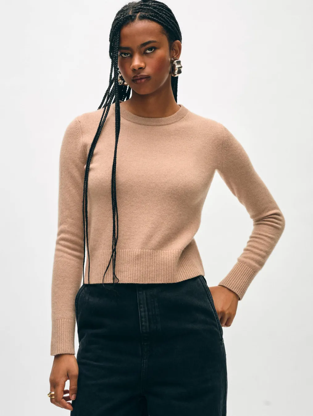 cashmere shrunken crewneck