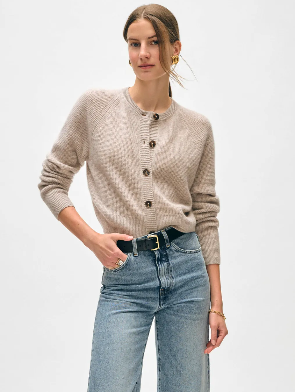 cashmere waffle cardigan