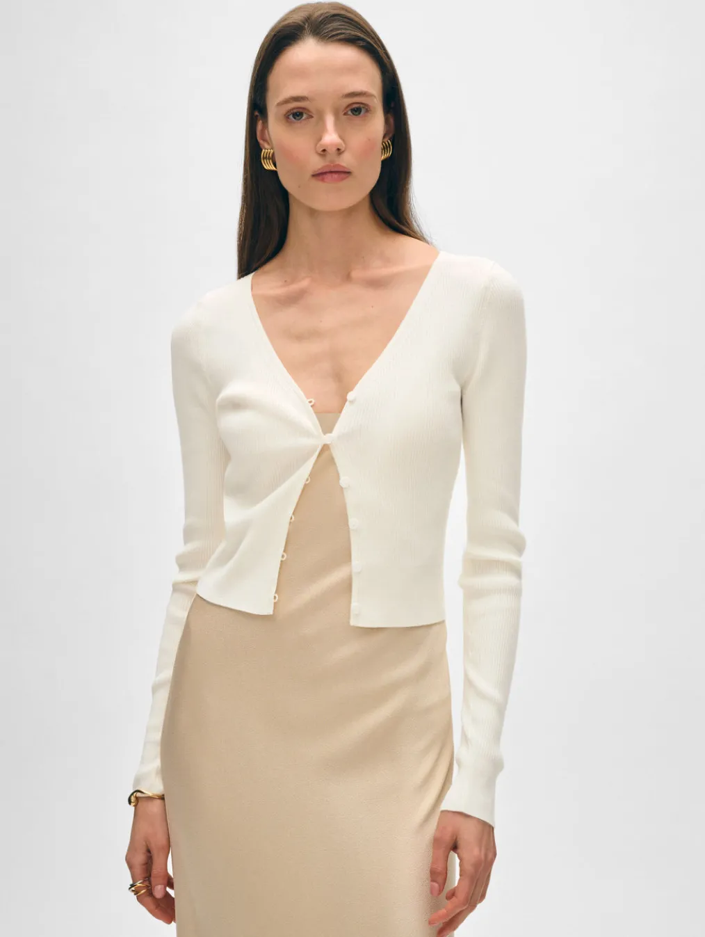 organic cotton ribbed cardigan